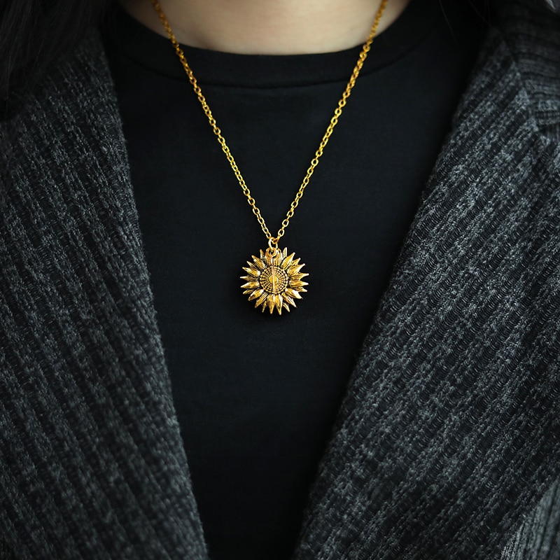 Women's Sunflower Locket Necklace Women's Sunflower Locket Necklace