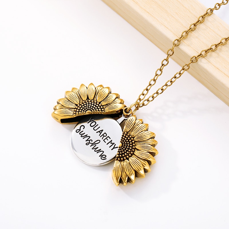 Women's Sunflower Locket Necklace Women's Sunflower Locket Necklace