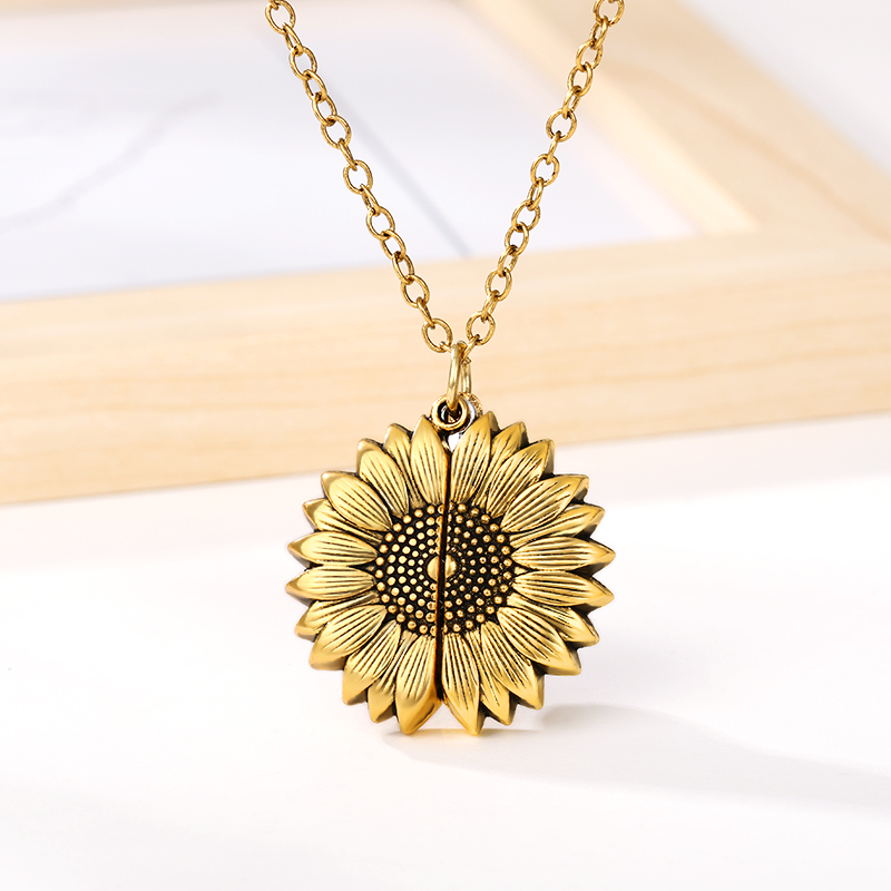 Women's Sunflower Locket Necklace Women's Sunflower Locket Necklace