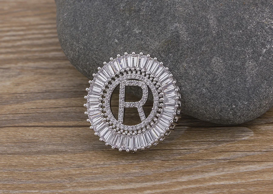 Women's Crystal Patterned Letter Pendant Necklace