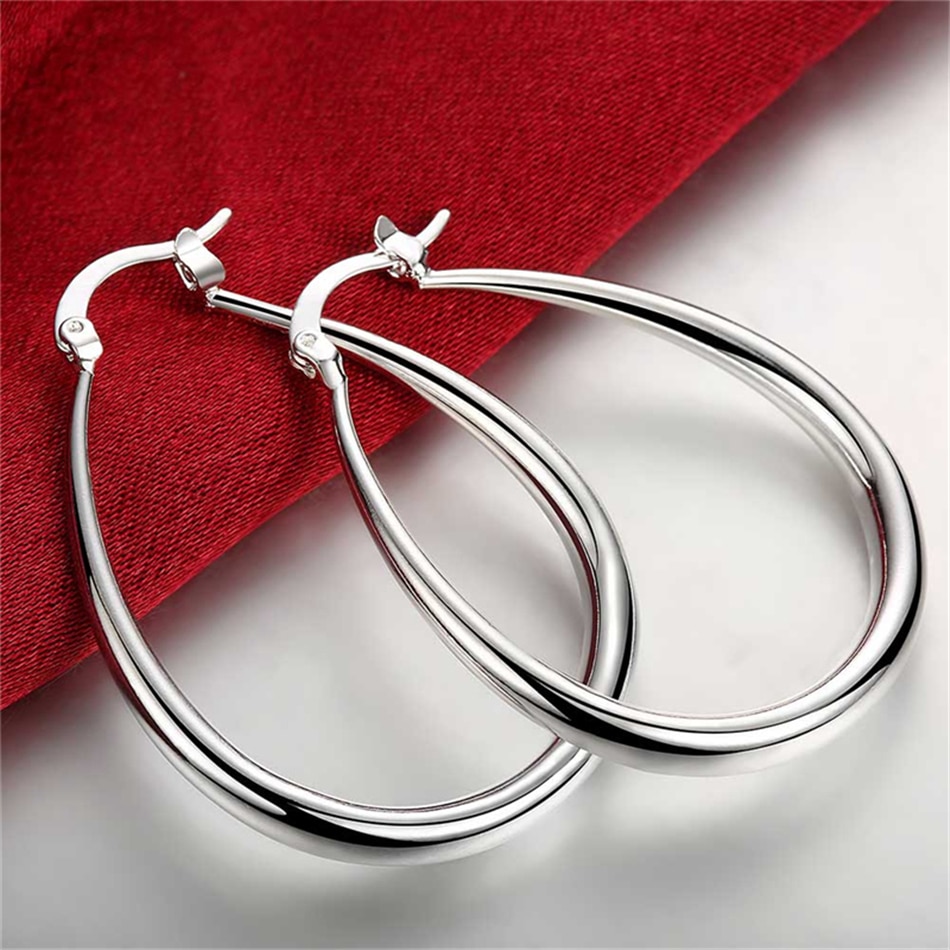 Women's 925 Sterling Silver Smooth Circle Earrings