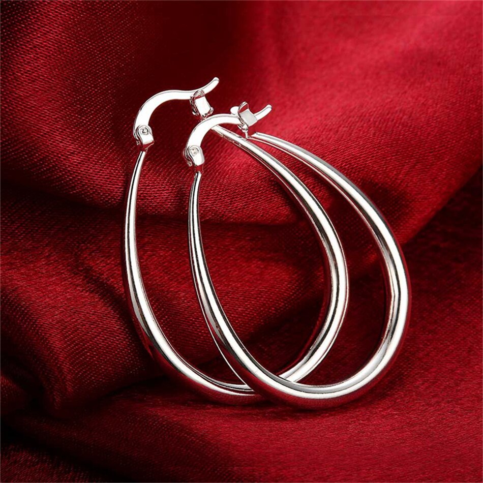 Women's 925 Sterling Silver Smooth Circle Earrings