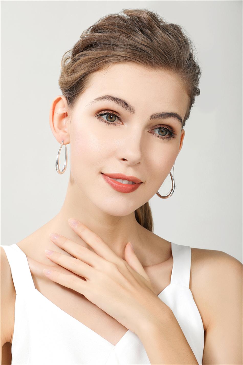 Women's 925 Sterling Silver Smooth Circle Earrings