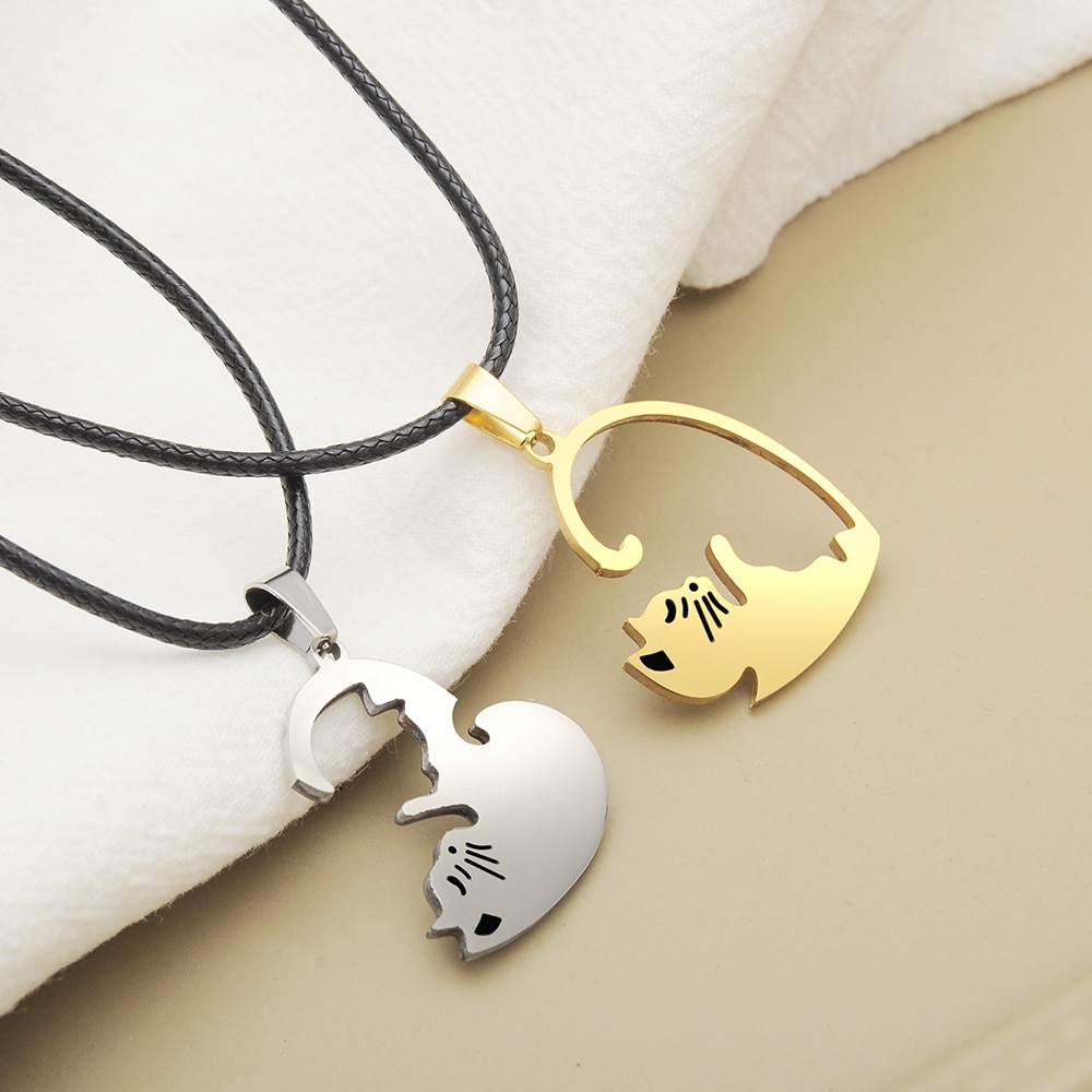 Couple Cat Designed Necklace Couple Cat Designed Necklace