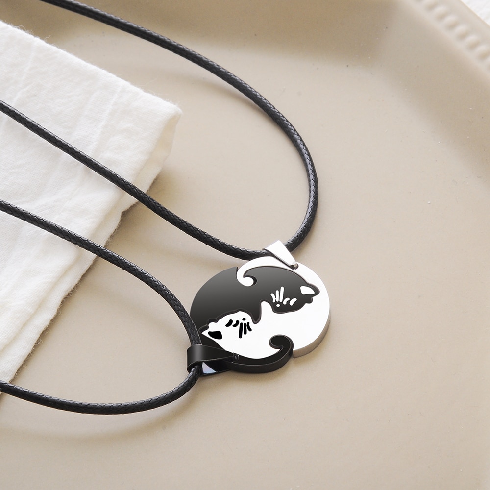 Couple Cat Designed Necklace Couple Cat Designed Necklace