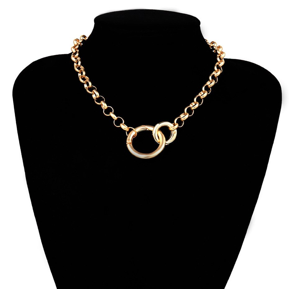 Choker Necklaces with Circle Shaped Pendants Choker Necklaces with Circle Shaped Pendants