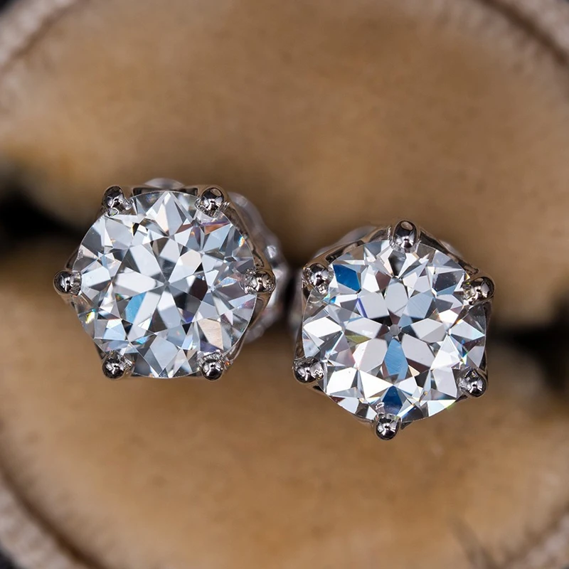 Women's 925 Sterling Silver Moissanite Stud Earrings