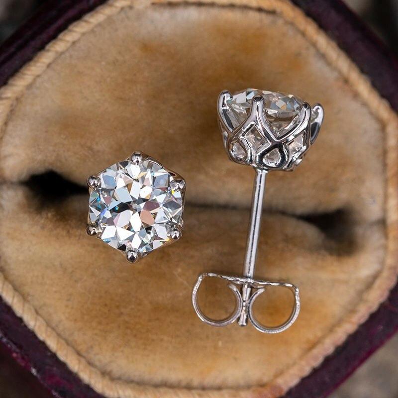 Women's 925 Sterling Silver Moissanite Stud Earrings