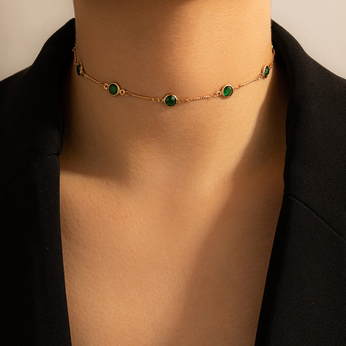 Green Rhinestone Chain Choker Green Rhinestone Chain Choker