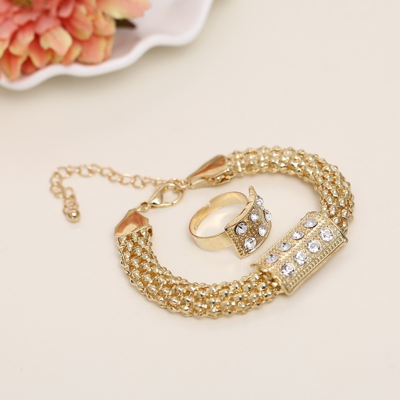 Wedding Crystal Gold Jewerly Set Wedding Crystal Gold Jewerly Set