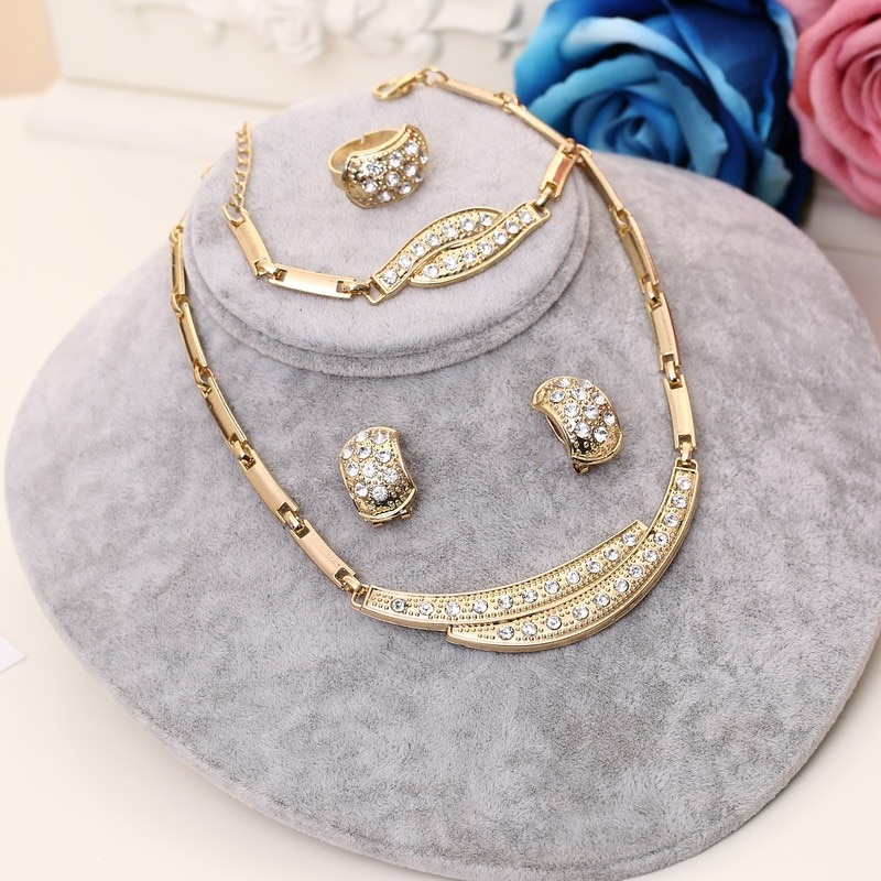 Wedding Crystal Gold Jewerly Set Wedding Crystal Gold Jewerly Set