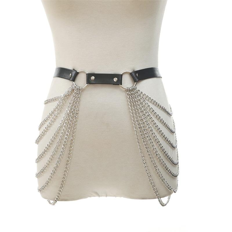 Black Leather Chain Belt Black Leather Chain Belt